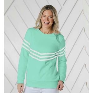 Sail to Sable Striped Sweatshirt - White/Navy